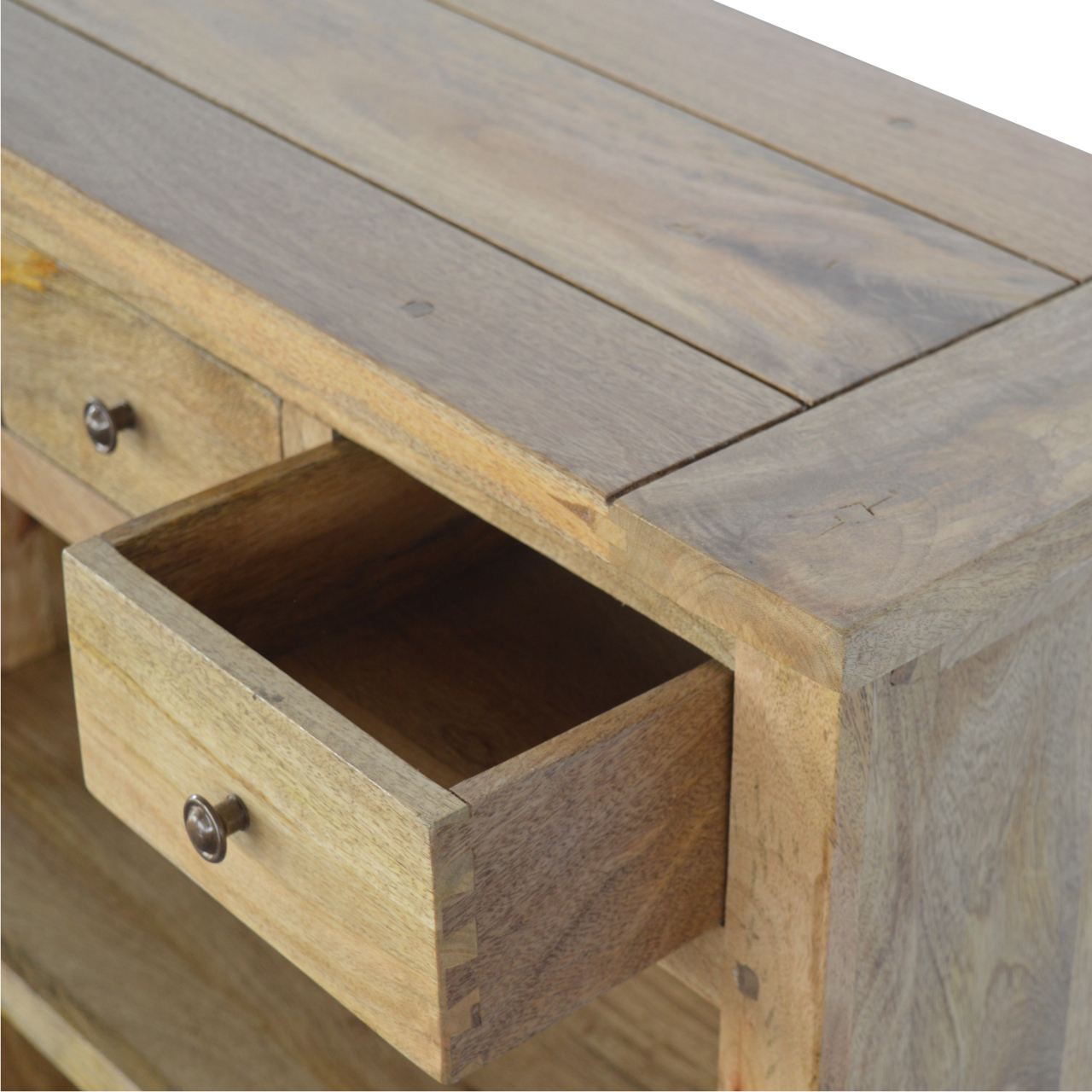 Solid Mango Wood Country Style Low Bookcase - Image 9