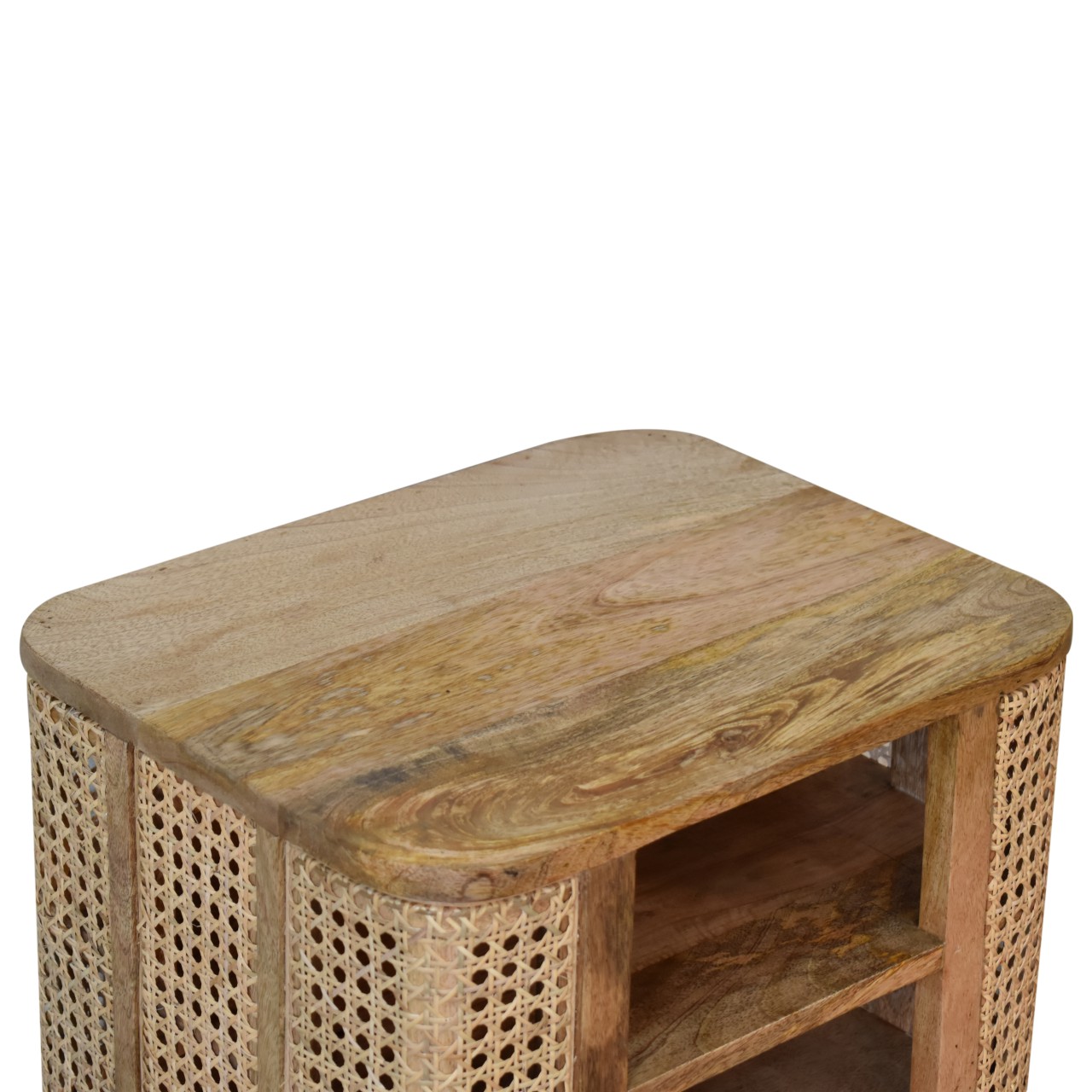 Solid Mango Wood Oak Finished with Rattan Larissa Open Bedside - Image 5