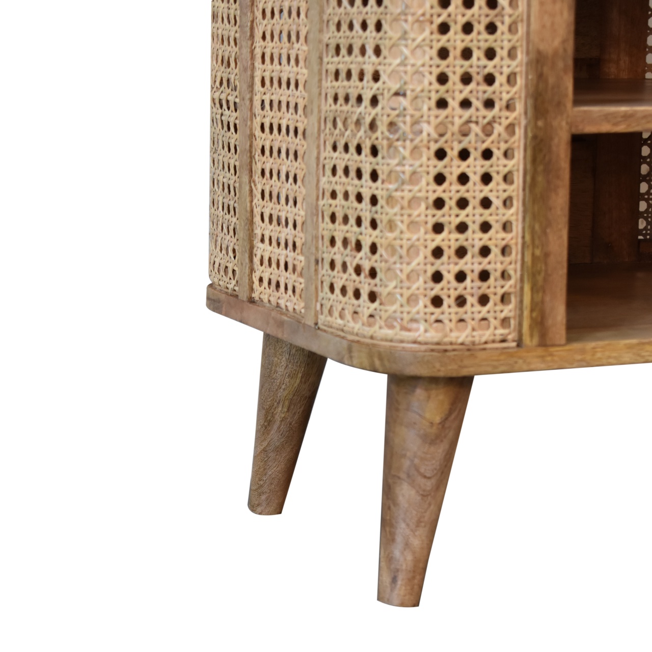 Solid Mango Wood Oak Finished with Rattan Larissa Open Bedside - Image 7
