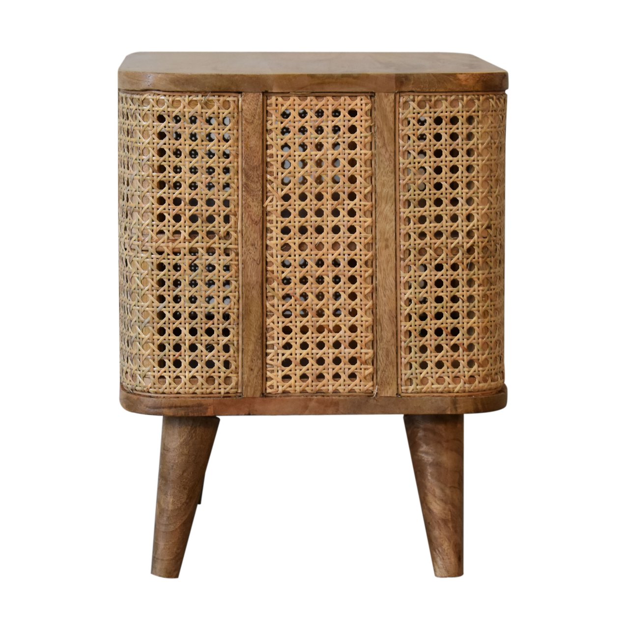 Solid Mango Wood Oak Finished with Rattan Larissa Open Bedside - Image 8