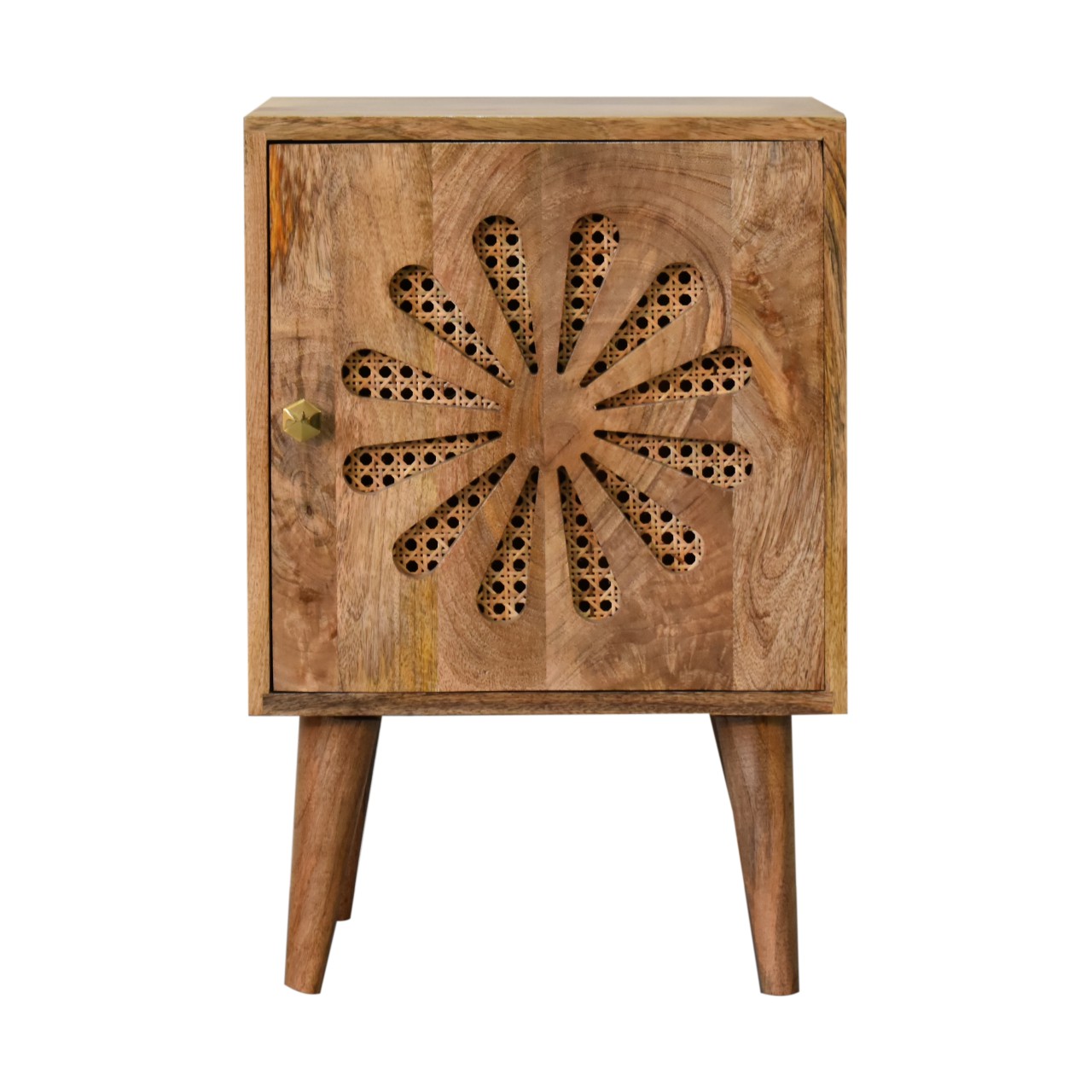 Solid Mango Wood Oak Finished 1 Door Rosalie Bedside