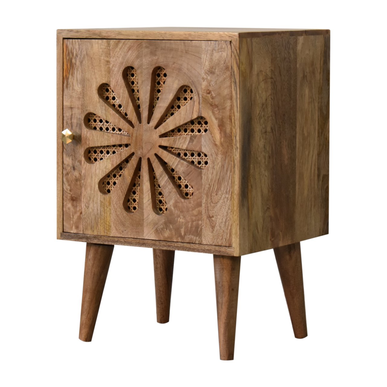 Solid Mango Wood Oak Finished 1 Door Rosalie Bedside - Image 2