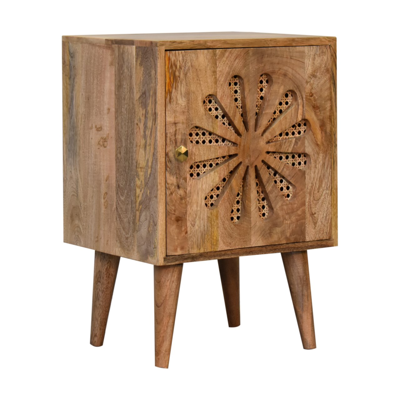 Solid Mango Wood Oak Finished 1 Door Rosalie Bedside - Image 3