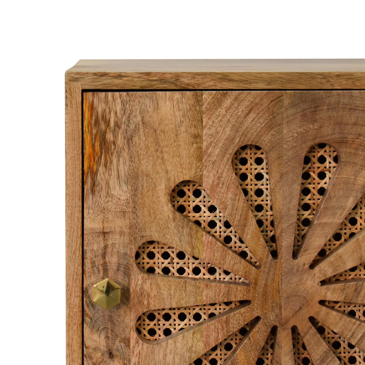 Solid Mango Wood Oak Finished 1 Door Rosalie Bedside - Image 4