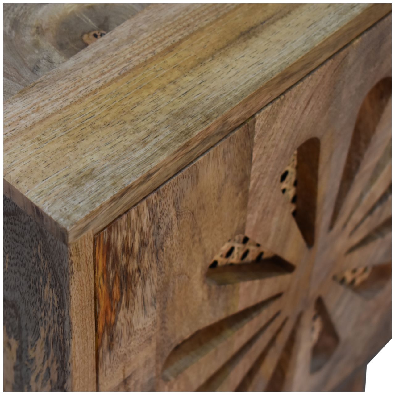 Solid Mango Wood Oak Finished 1 Door Rosalie Bedside - Image 5