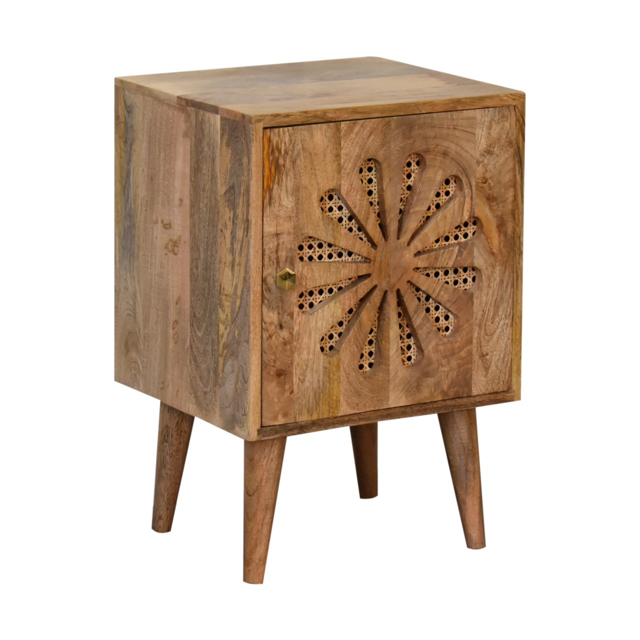 Solid Mango Wood Oak Finished 1 Door Rosalie Bedside - Image 6