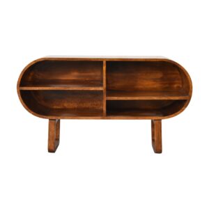 Solid Mango Wood Chestnut Finished Open Circular Media Unit
