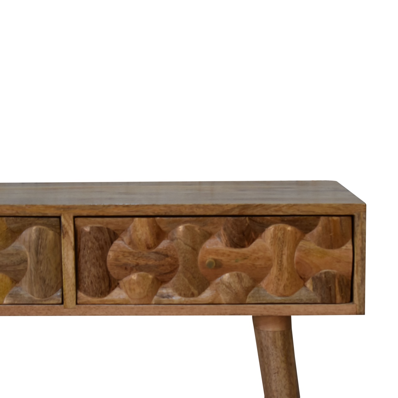 Solid Mango Wood Oak Finished Kita 2 Drawer Console Table - Image 4
