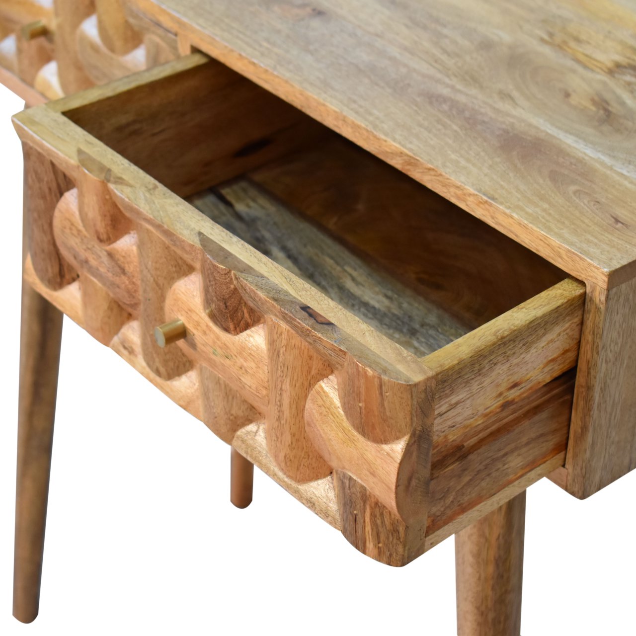 Solid Mango Wood Oak Finished Kita 2 Drawer Console Table - Image 5