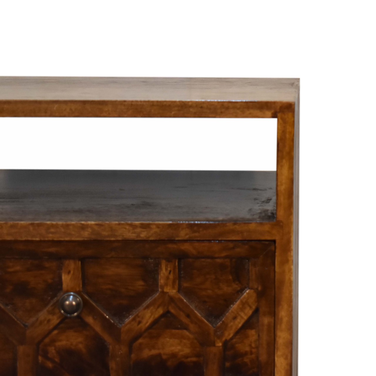 Solid Mango Wood Chestnut Finished 2 Drawer Amouri Bedside - Image 4