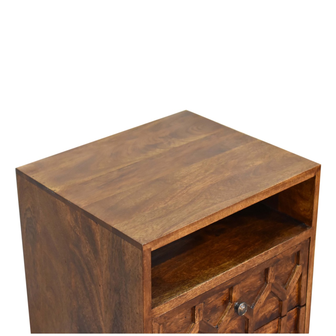 Solid Mango Wood Chestnut Finished 2 Drawer Amouri Bedside - Image 5