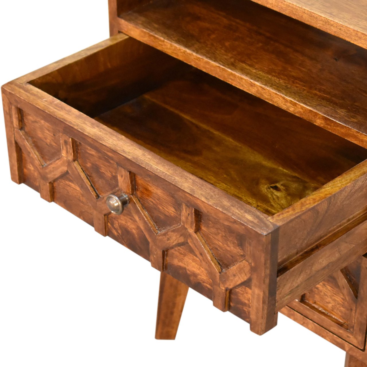 Solid Mango Wood Chestnut Finished 2 Drawer Amouri Bedside - Image 6