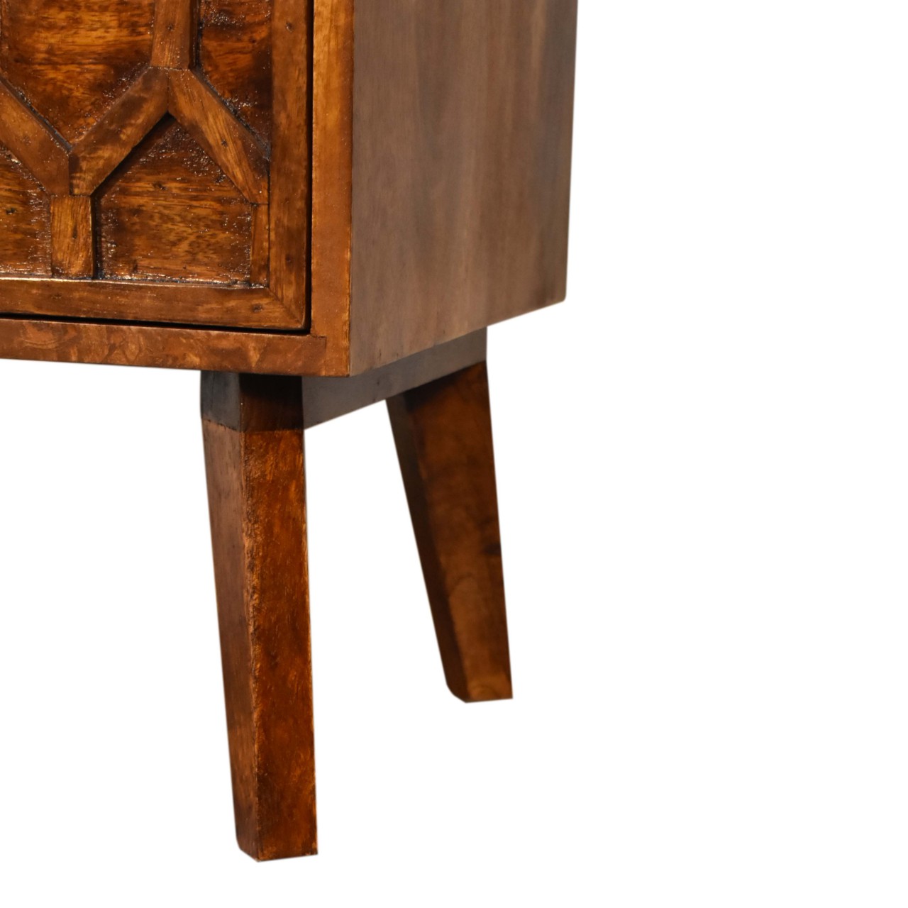 Solid Mango Wood Chestnut Finished 2 Drawer Amouri Bedside - Image 7