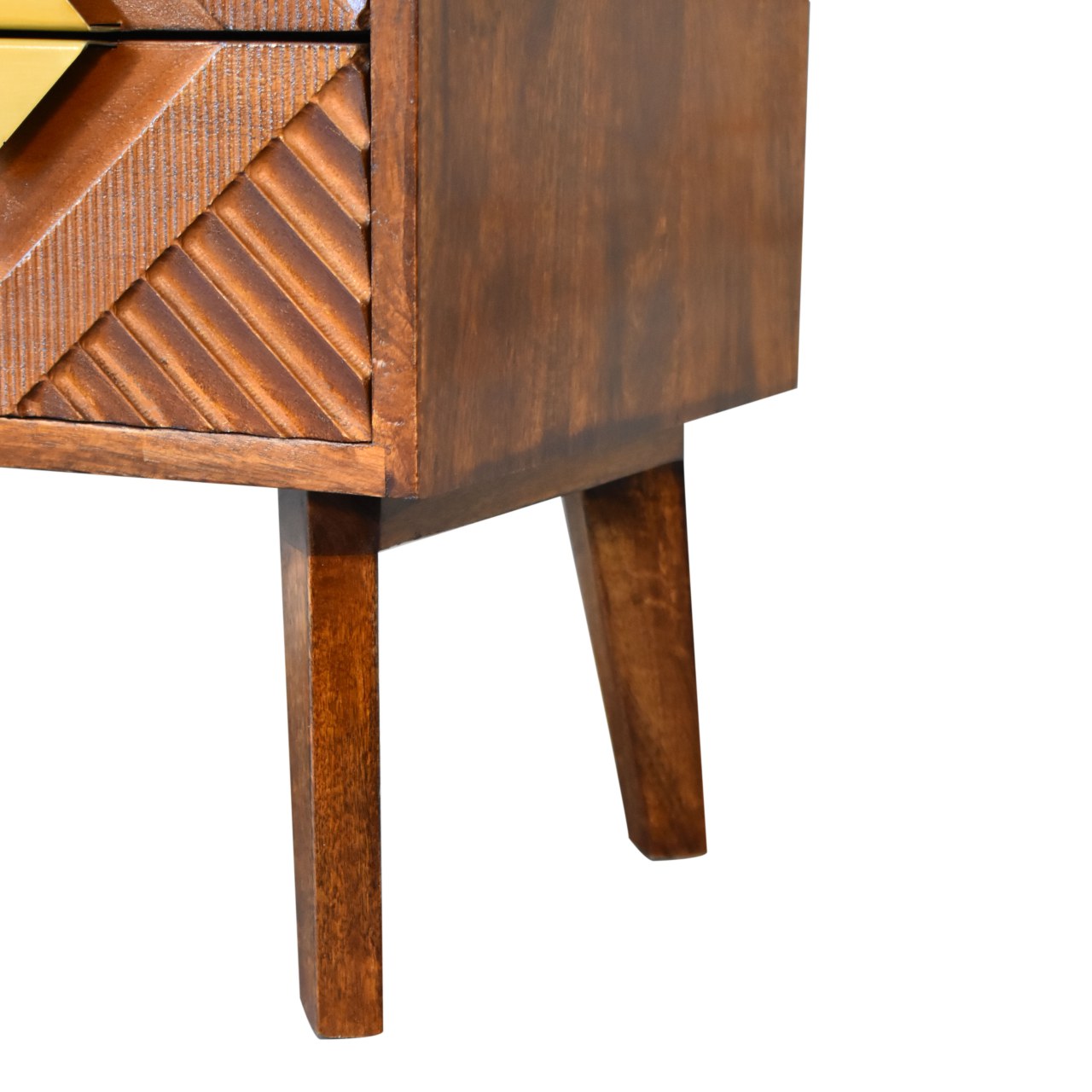 Solid Mango Wood Chestnut and Brass Finished 2 Slots 4 Drawer Media Unit - Image 8