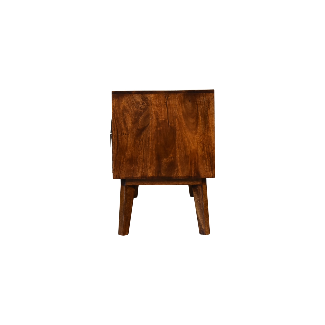 Solid Mango Wood Chestnut and Brass Finished 2 Slots 4 Drawer Media Unit - Image 9