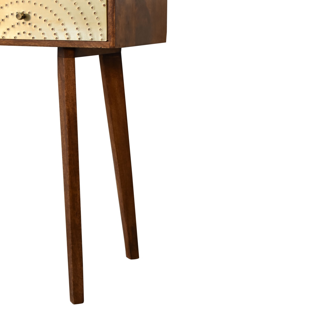Solid Mango Wood Chestnut and Brass Finished 2 Drawer Console Table - Image 7