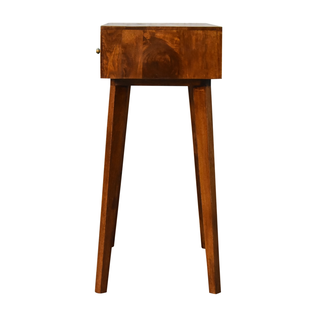 Solid Mango Wood Chestnut and Brass Finished 2 Drawer Console Table - Image 8