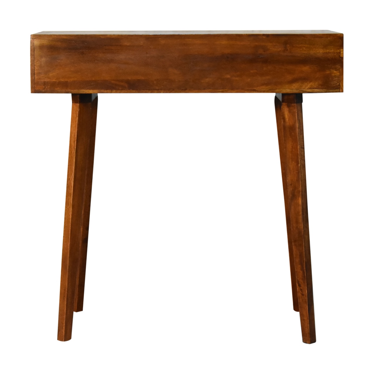 Solid Mango Wood Chestnut and Brass Finished 2 Drawer Console Table - Image 9