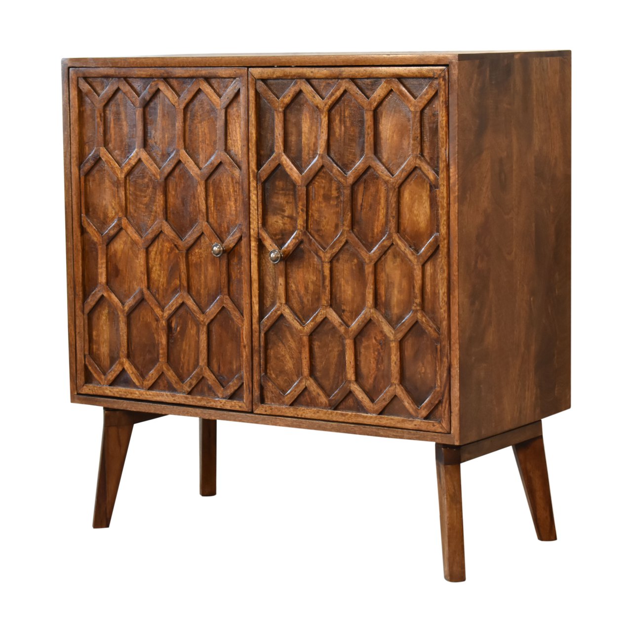 Solid Mango Wood Chestnut Finished Amouri 2 Door Cabinet - Image 2