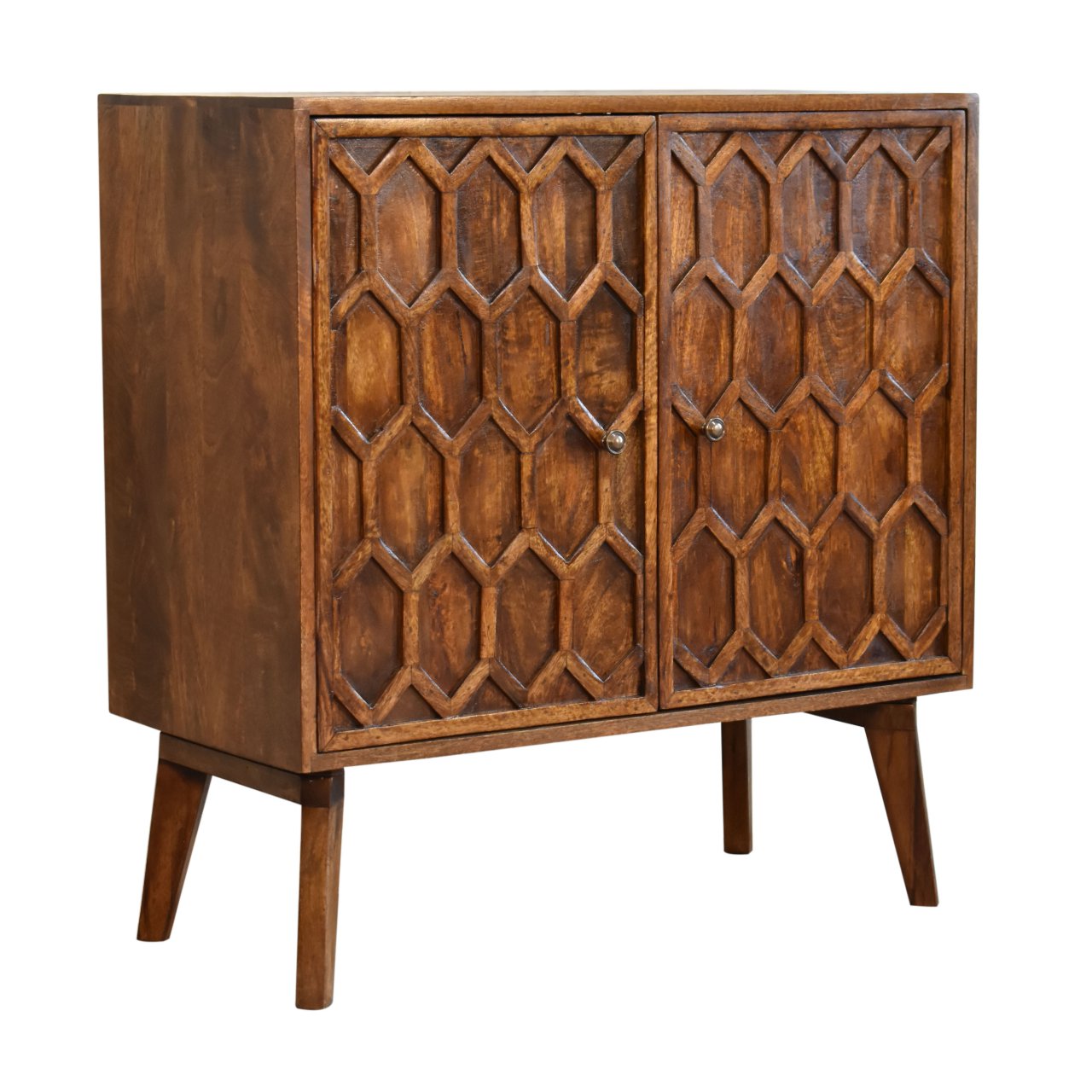 Solid Mango Wood Chestnut Finished Amouri 2 Door Cabinet - Image 3