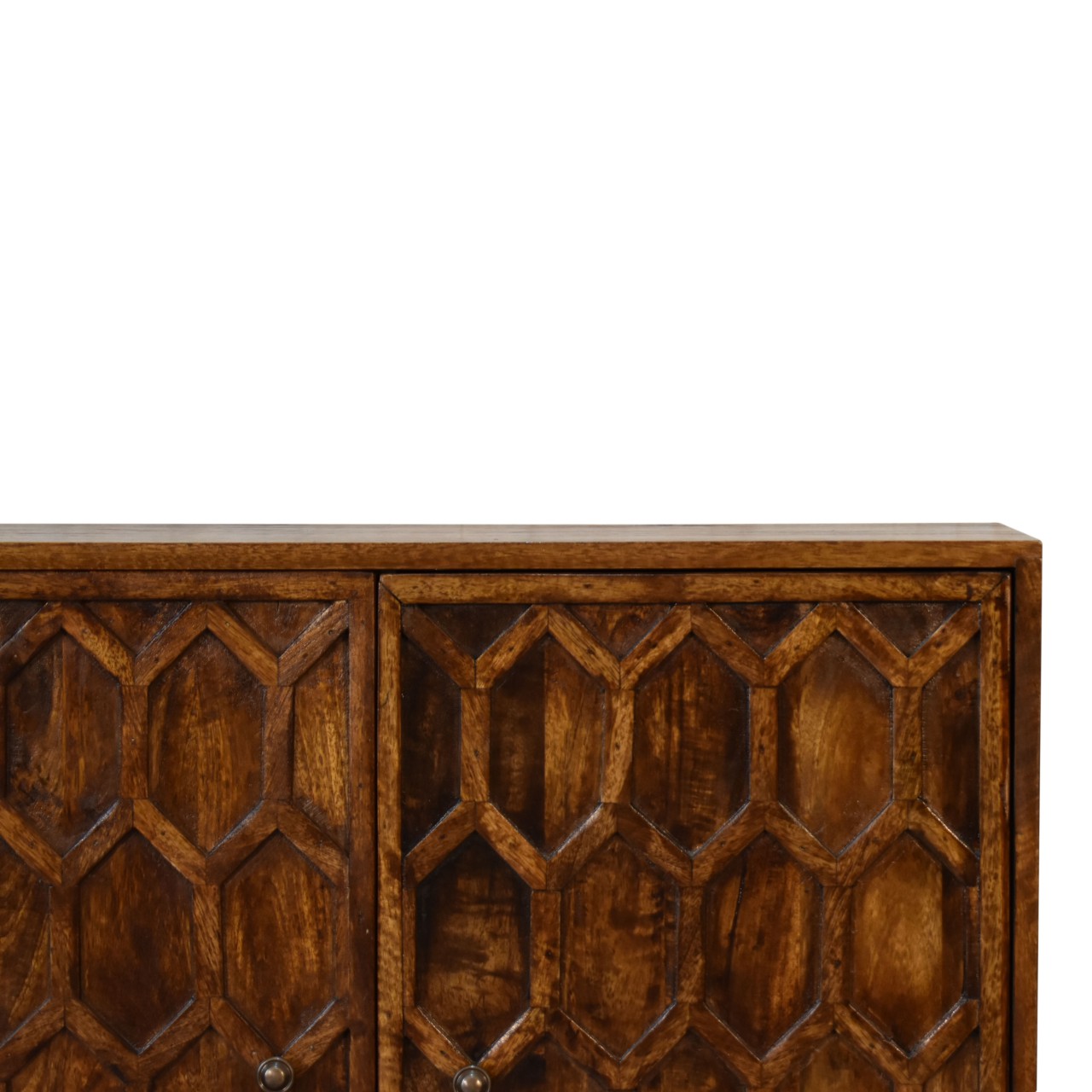 Solid Mango Wood Chestnut Finished Amouri 2 Door Cabinet - Image 4