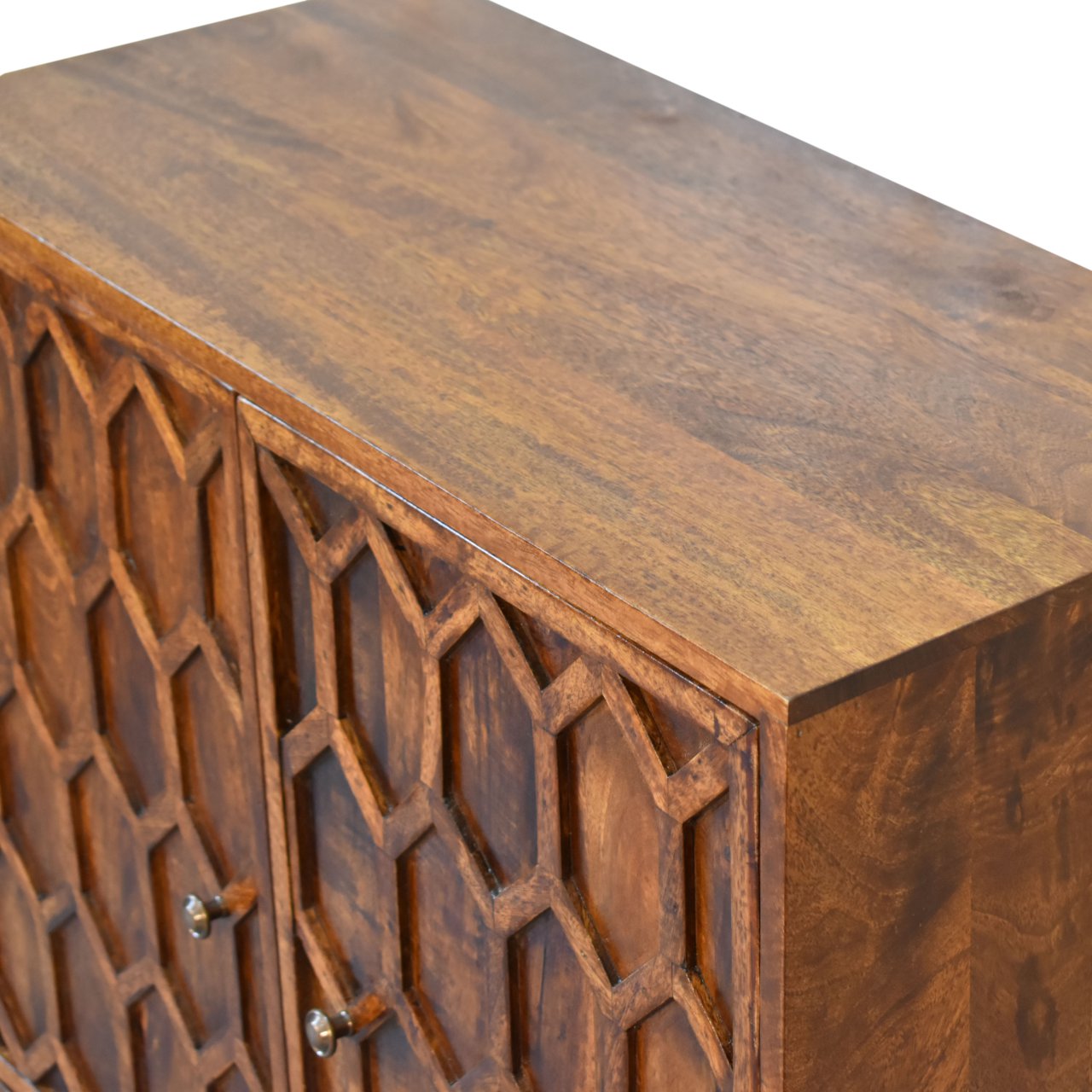 Solid Mango Wood Chestnut Finished Amouri 2 Door Cabinet - Image 5