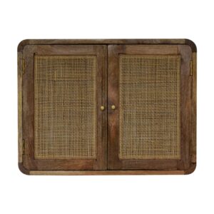Solid Mango Wood Floating  Knit Grey Wash Cabinet
