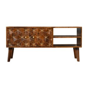 Solid Mango Wood Chestnut Finished Samara 2 Door Media Unit