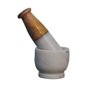 Solid Mango Wood Small Marble Pestle and Mortar