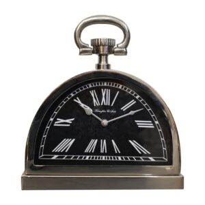 Solid Mango Wood Black and Chrome Table Clock