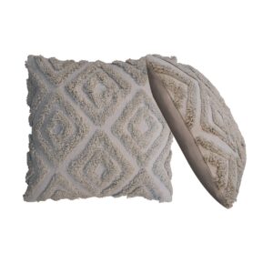 Solid Mango Wood 2 Grey Mini Diamond Tassle Cushions
