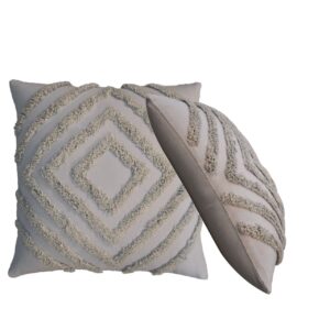 Solid Mango Wood Tacy Grey Cushion Set of 2