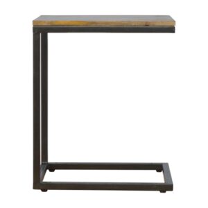 Solid Mango Wood Industrial Small End Table