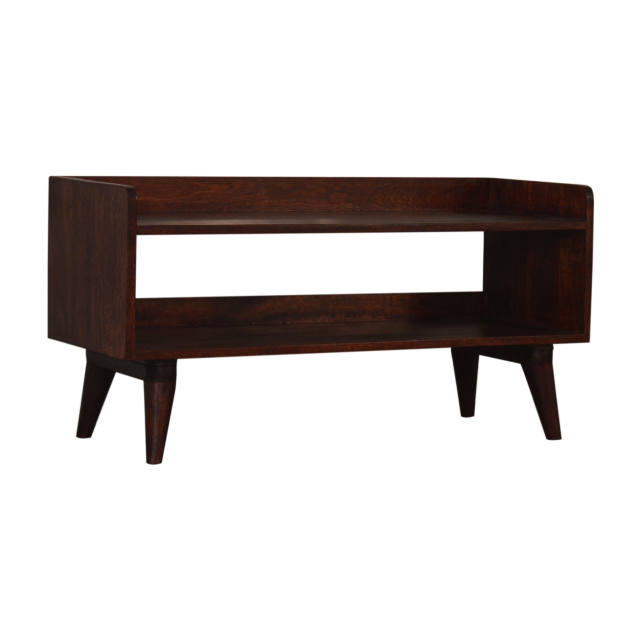 Solid Mango Wood Cherry Nordic Storage Bench - Image 2