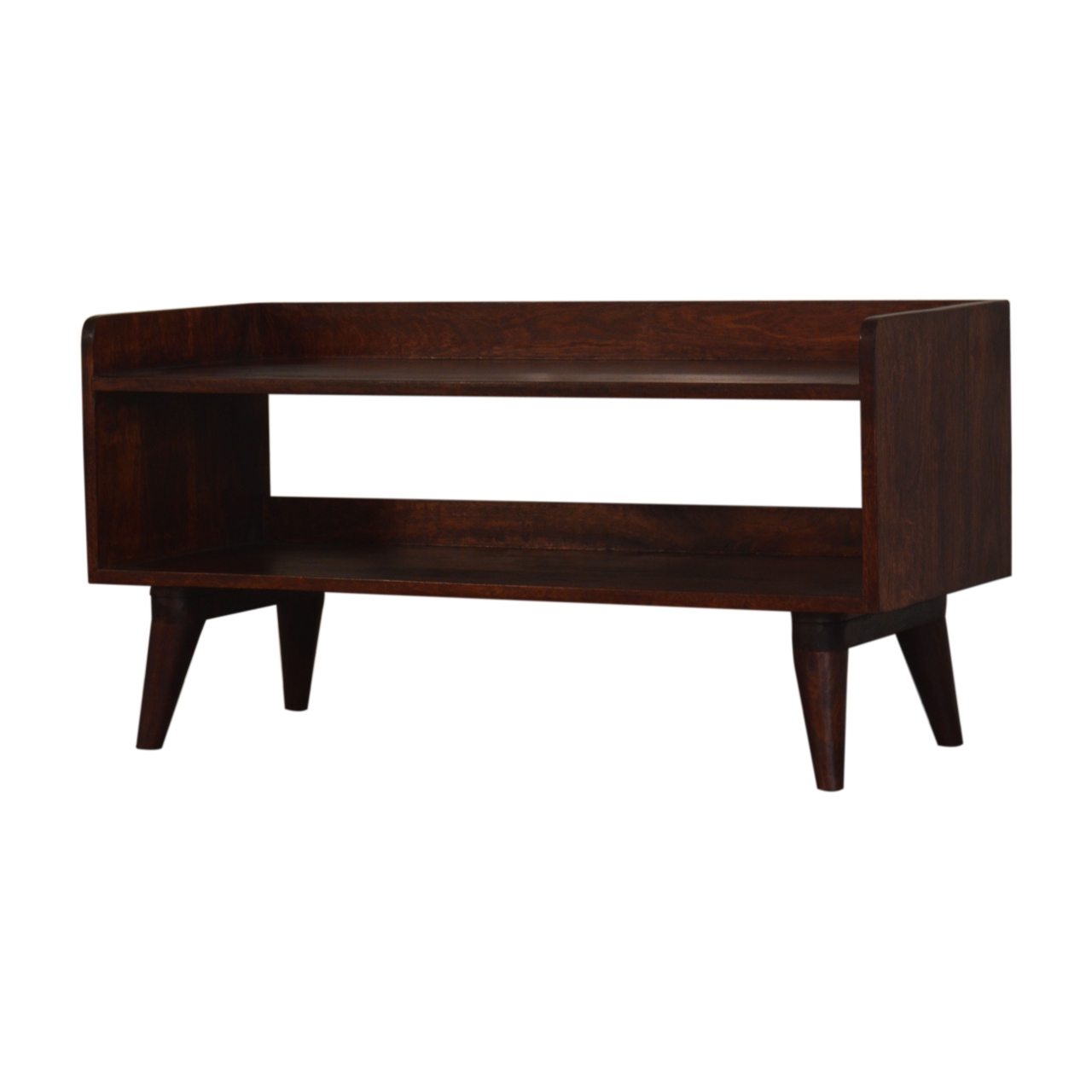Solid Mango Wood Cherry Nordic Storage Bench - Image 3
