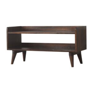 Solid Mango Wood Walnut Finish Scandinavian Style Bench/Shoe Bench