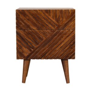Solid Mango Wood Lille 2 Drawer Chestnut Bedside