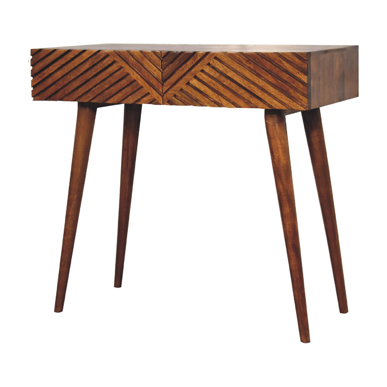 Solid Mango Wood Chestnut Finished 2 Drawer Lille Console Table - Image 2