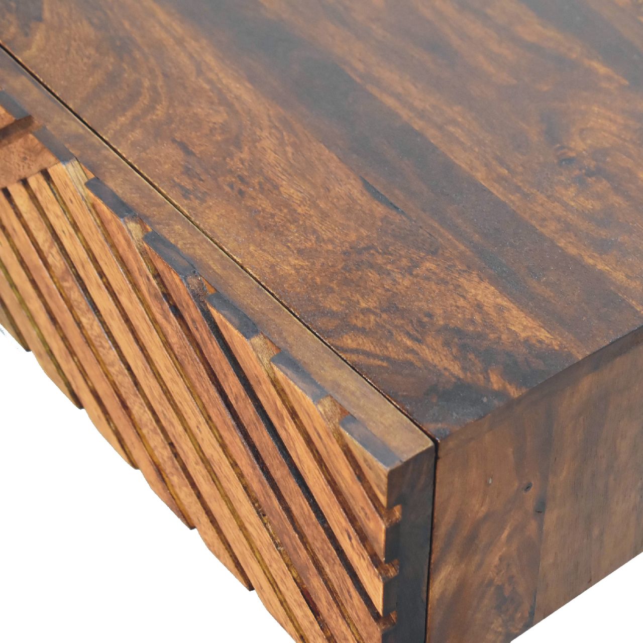 Solid Mango Wood Chestnut Finished 2 Drawer Lille Console Table - Image 5