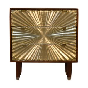Solid Mango Wood Manila Gold Tapered Chest