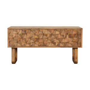 Solid Mango Wood 'U' Oak Finish Pineapple Bench