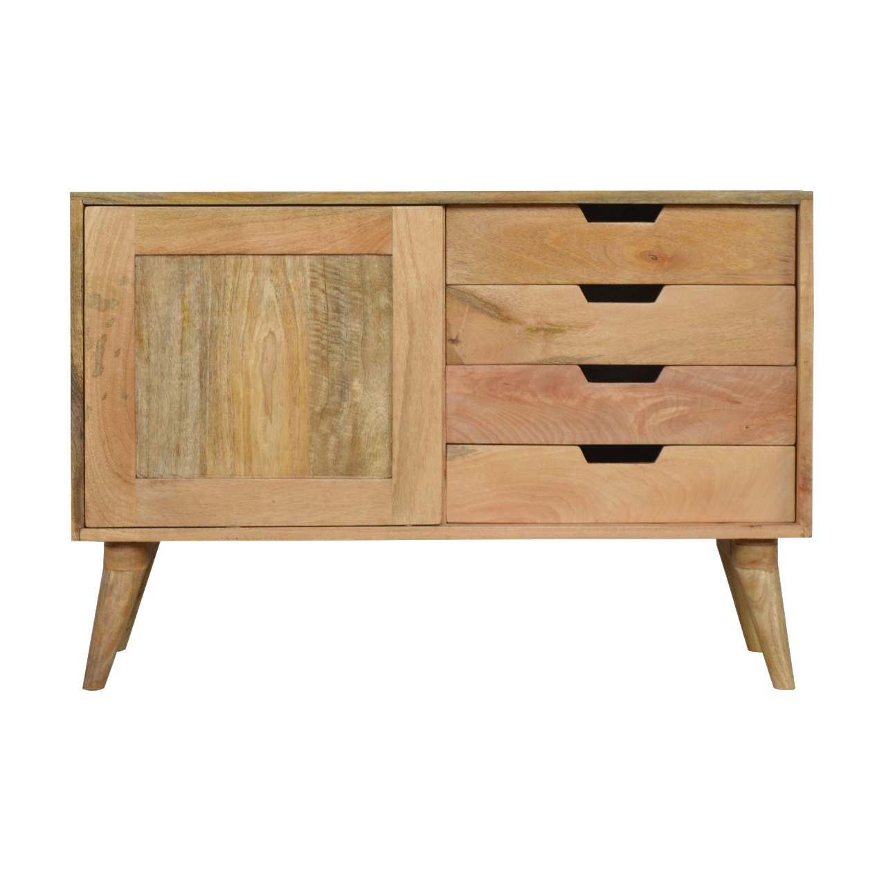 Solid Mango Wood Graduated Two Tone 4 Drawer 1 Door Cabinet - Image 7