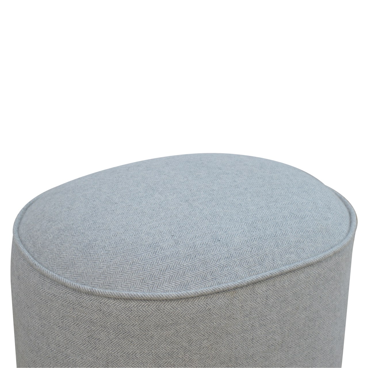 Solid Mango Wood Light Grey Tweed Oval Footstool - Image 4