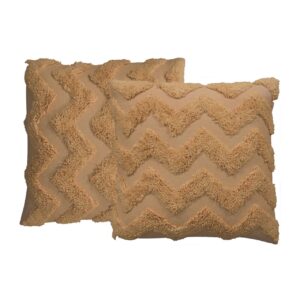 Solid Mango Wood Mustard Zig-zag Cushion Set of 2