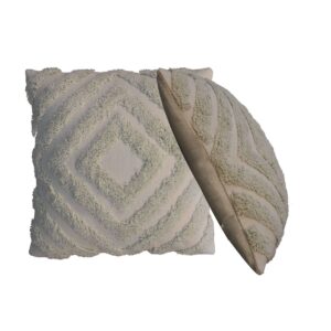 Solid Mango Wood Sage Green Diamond Cushion Set of 2