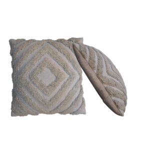 Solid Mango Wood Grey Diamond Cushion Set of 2