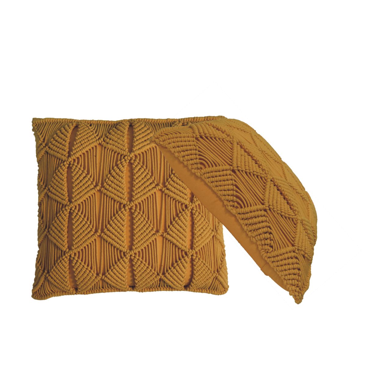 Solid Mango Wood Esmi Cushion Set of 2 - Mustard