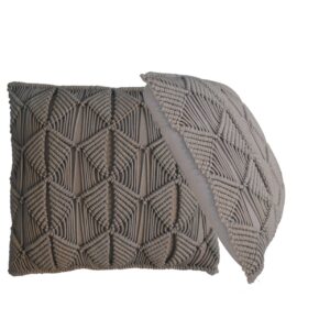 Solid Mango Wood Esmi Cushion Set of 2 - Grey