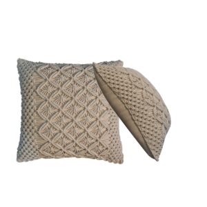Solid Mango Wood Lira Cushion Set of 2 - Cream