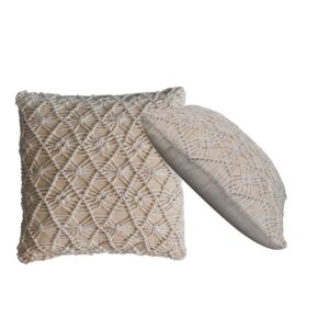 Solid Mango Wood 2x Maura Natural White Cushions
